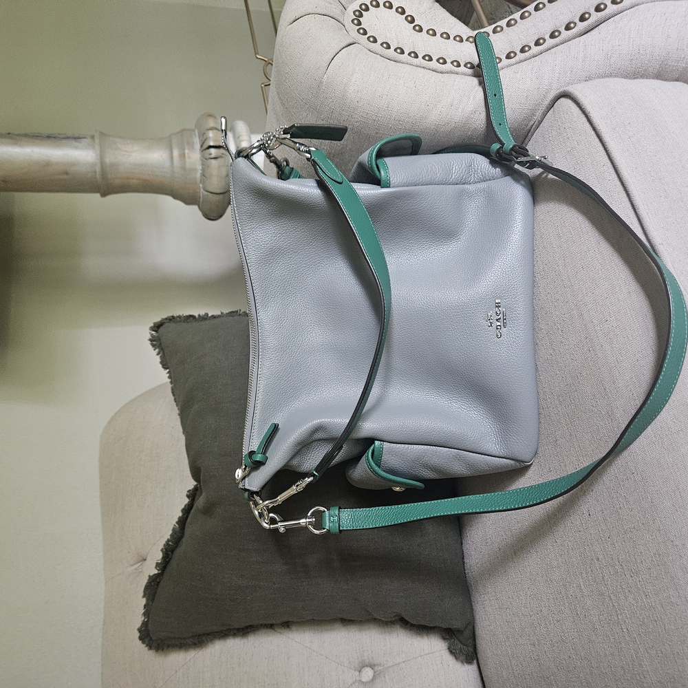 Coach Gray and Green Elegant Shoulder Bag